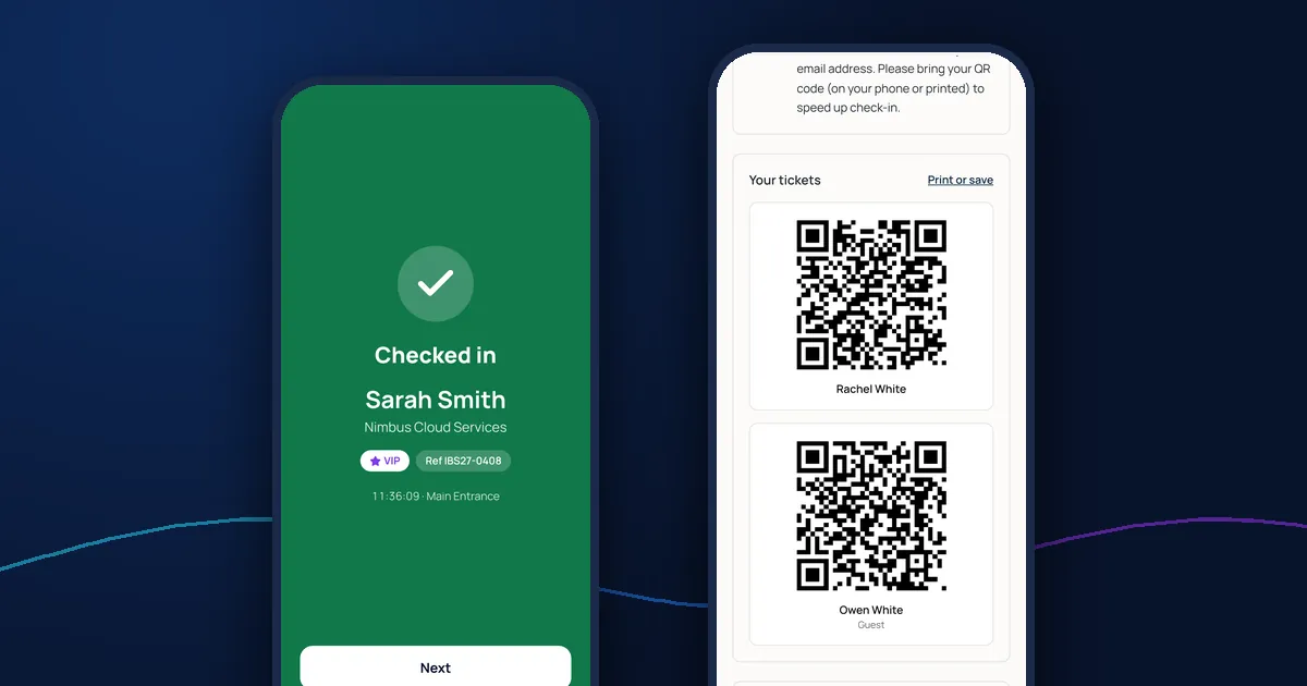 A green checked-in confirmation in a check-in app
